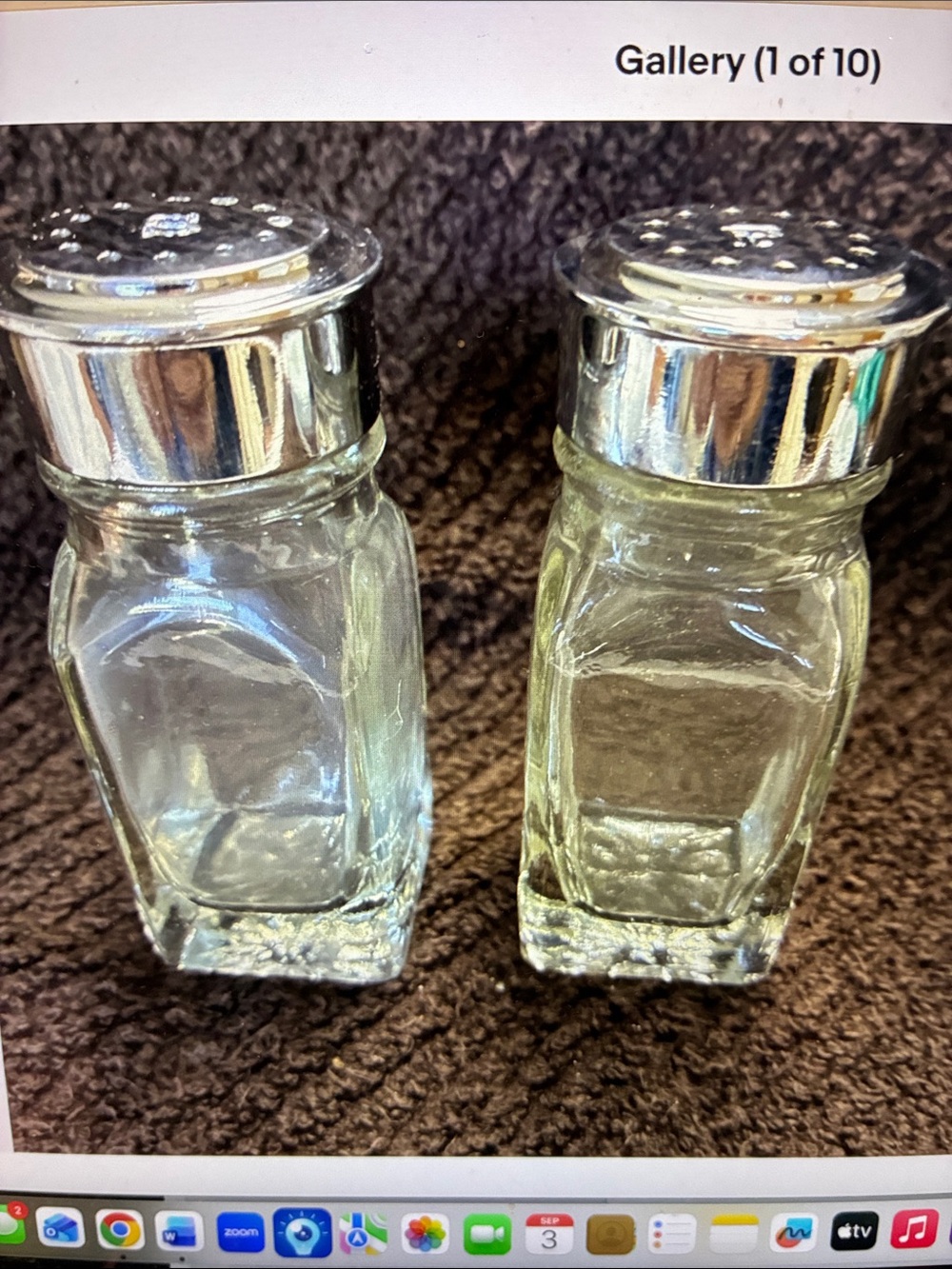 Vintage Dripcut Starline Clear Glass Salt & Pepper Shakers Silver Caps MCM USA